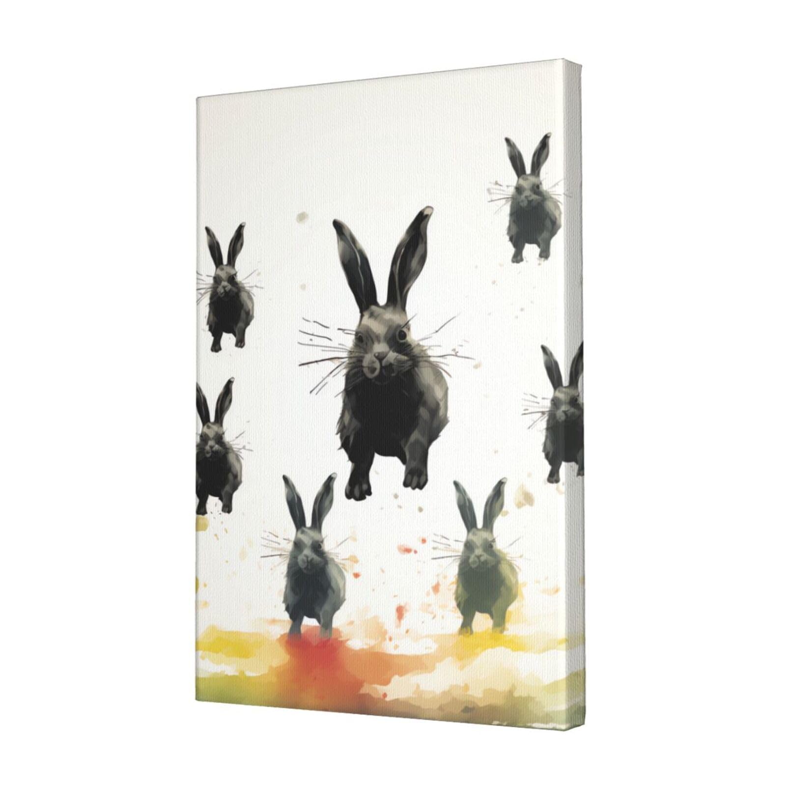 FodPand Rabbits silhouette Canvas Wall Art for Living Room Wall Decor 12"x18" Modern Artwork Painting Pictures Hanging Canvas Prints Aesthetic Wall Art for Bedroom Bathroom Office Wallart Decor