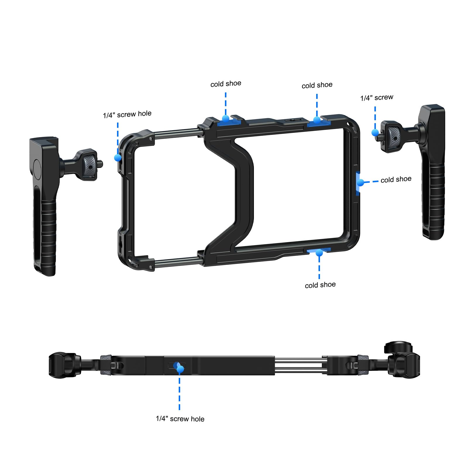 Upgraded Universal Smartphone Video Rig mit Griffen 67mm Filter Adapter Anti Drop, Telefon Käfig Stabilisator für Videoaufzeichnung, Handheld Filmmaking Vlog Case Stabilisator für Videomaker