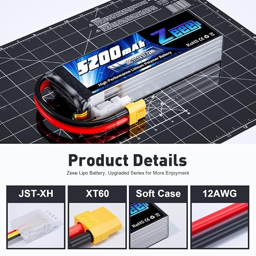 Zeee 3S Lipo Battery 5200mAh 50C 11.1V RC Batteries with XT60 Connector Soft Case for RC Airplane Helicopter Plane Quadcopter RC Car Truck Boat