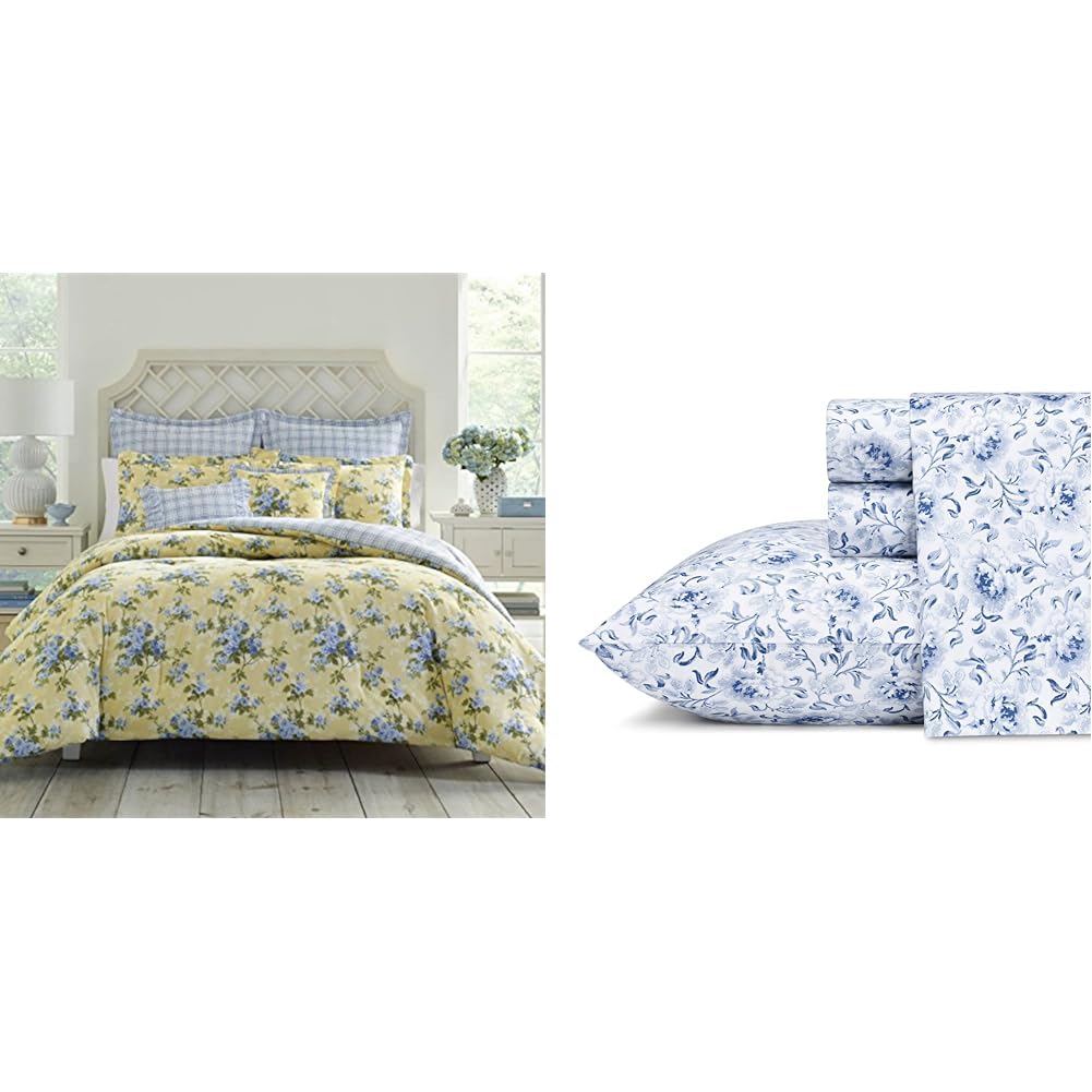 Amazon.com: Laura Ashley Cassidy Yellow Comforter Set, King