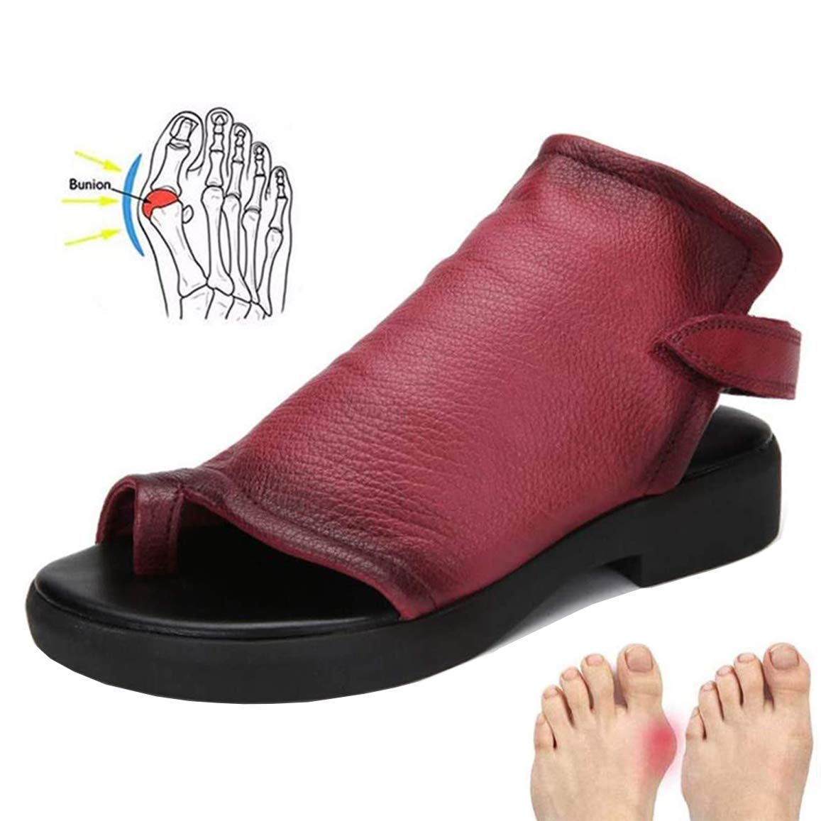 Sandalias de corrección ósea del Dedo Gordo del pie para Mujer Zapatos ortopédicos de Piel de Vaca con Punta Abierta Zapatillas correctoras de juanetes Hallux Valgus con Soporte de Arco para