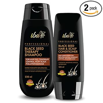 Iba Black Seed Therapy Shampoo & Conditioner (Combo of 2) l Sulfate Free l Paraben Free l For Hair Fall, Dandruff, Itchy Scalp