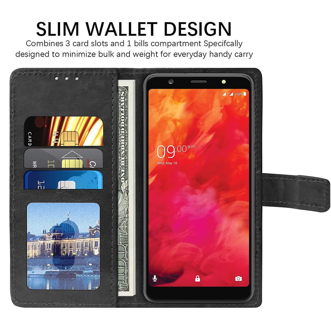 Amazon Brand-Solimo Flip Leather Mobile Cover (Soft, Flexible & Kickstand Back case) Compatible for Lava Z81 (Black) offers donot miss