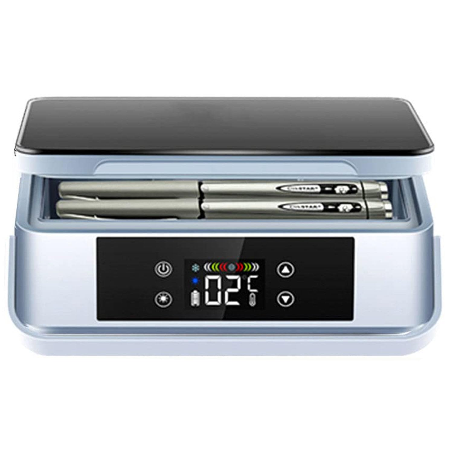 Etui na chłodziarkę do insuliny USB Mini lodówka na leki Przenośna walizka podróżna na insulinę do samochodu, podróży, domu - Lodówka o stałej temperaturze, Ładowalny wyświetlacz LCD 0-18 ℃, 2 bater