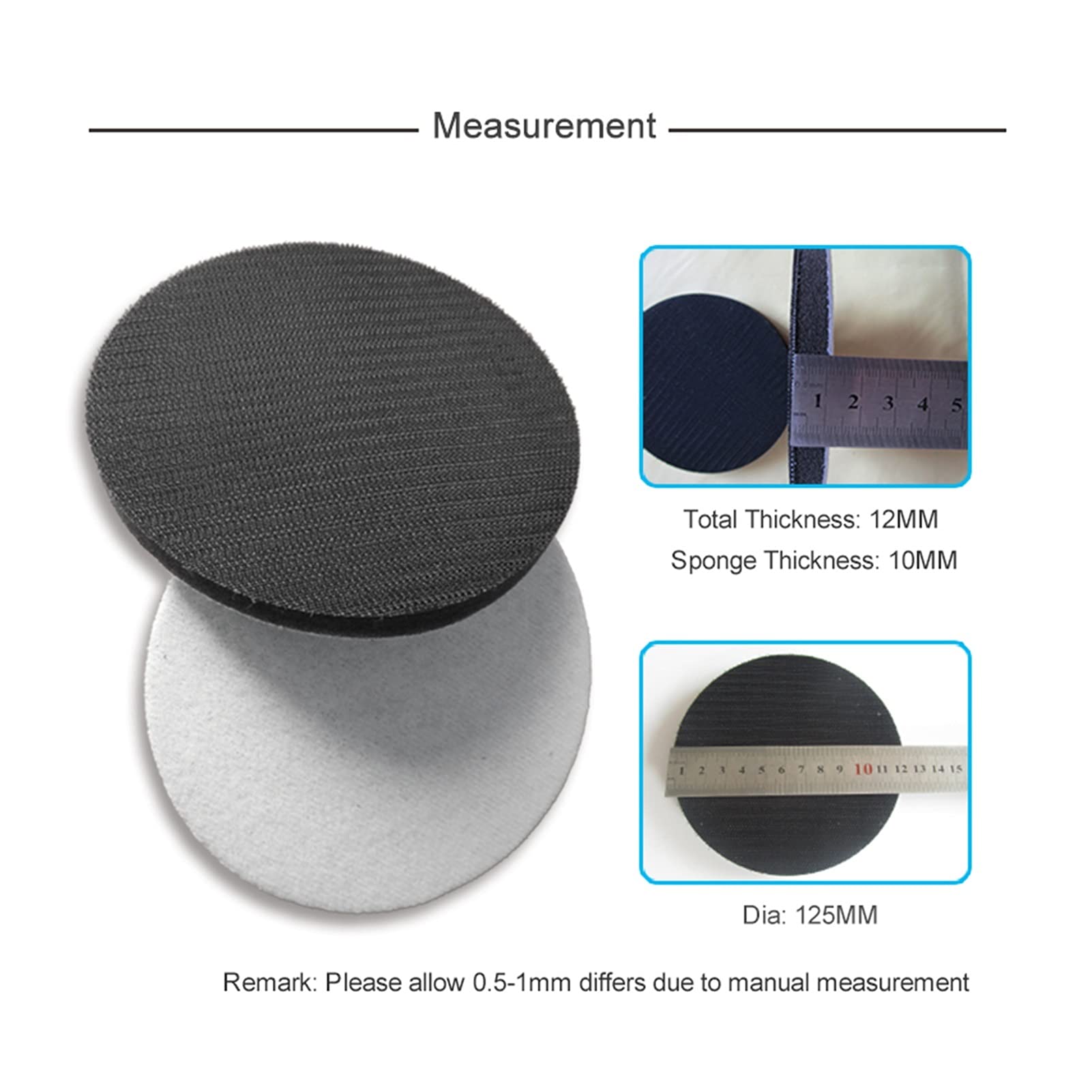 Cepillo de esponja de lija lijado Cojín de interfaz suave de esponja de 5 pulgadas de 125 mm, almohadilla de tampón de gancho y bucle, herramienta de potencia Pulido y accesorios de limpieza, lijado