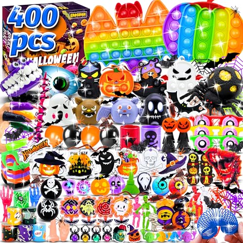 Olganicor 400PCS Halloween Party Favors for Kids,Halloween Treat Bag Fillers,Bulk Halloween Toys ,Halloween Treasure Box Toys, Halloween Goodie Bag Stuffers,Carnival Prize Toys Classroom Reward