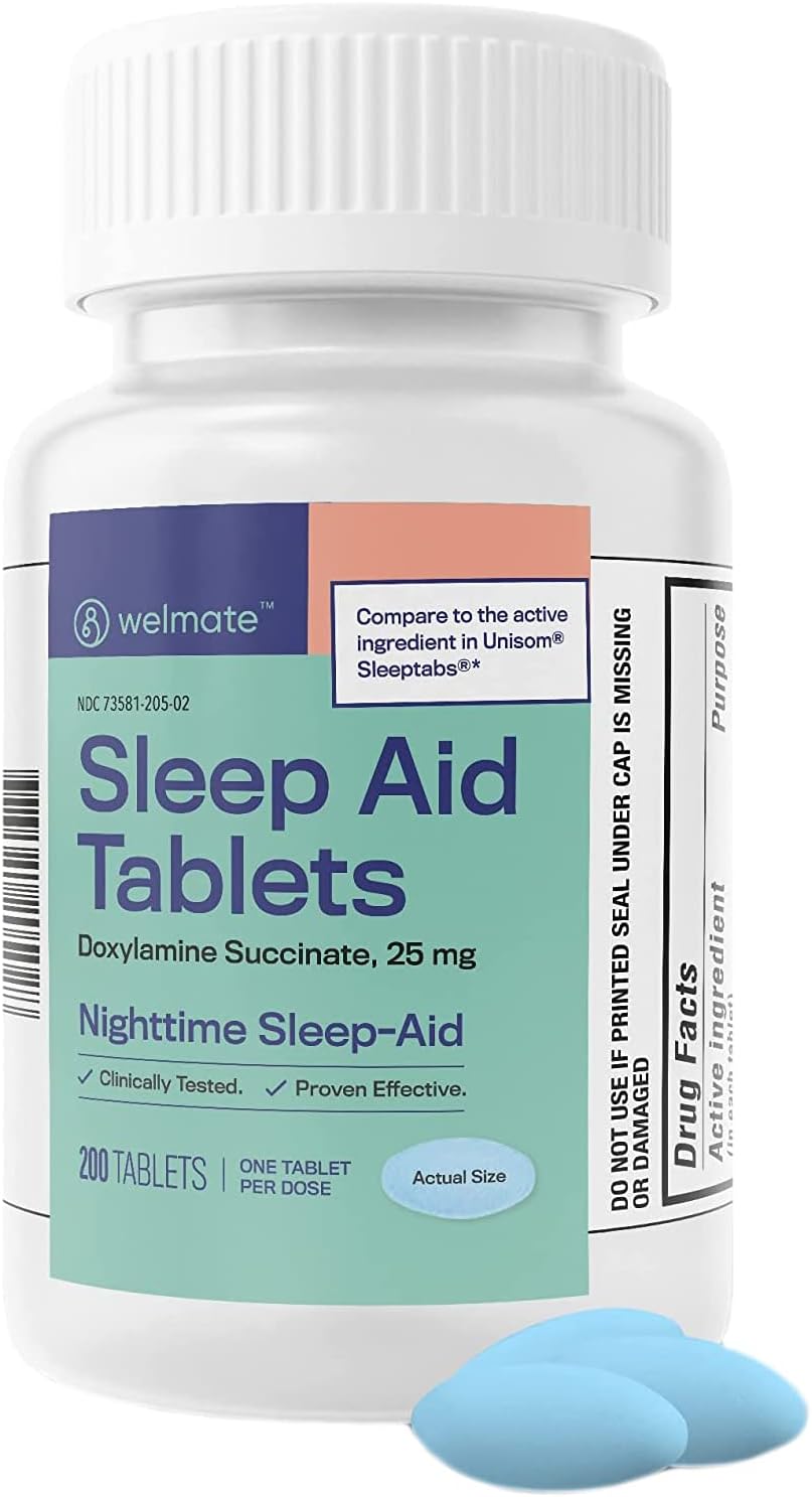WELMATE Sleep Aid Doxylamine Succinate 25mg Nighttime