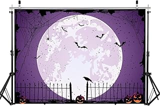 WOLADA 7x5FT Halloween Backdrop Moon Backdrop Halloween Full Moon Backdrop Children's Halloween Party Photo Backdrop Happy Halloween Backdrop Kids Halloween Backdrop 12596