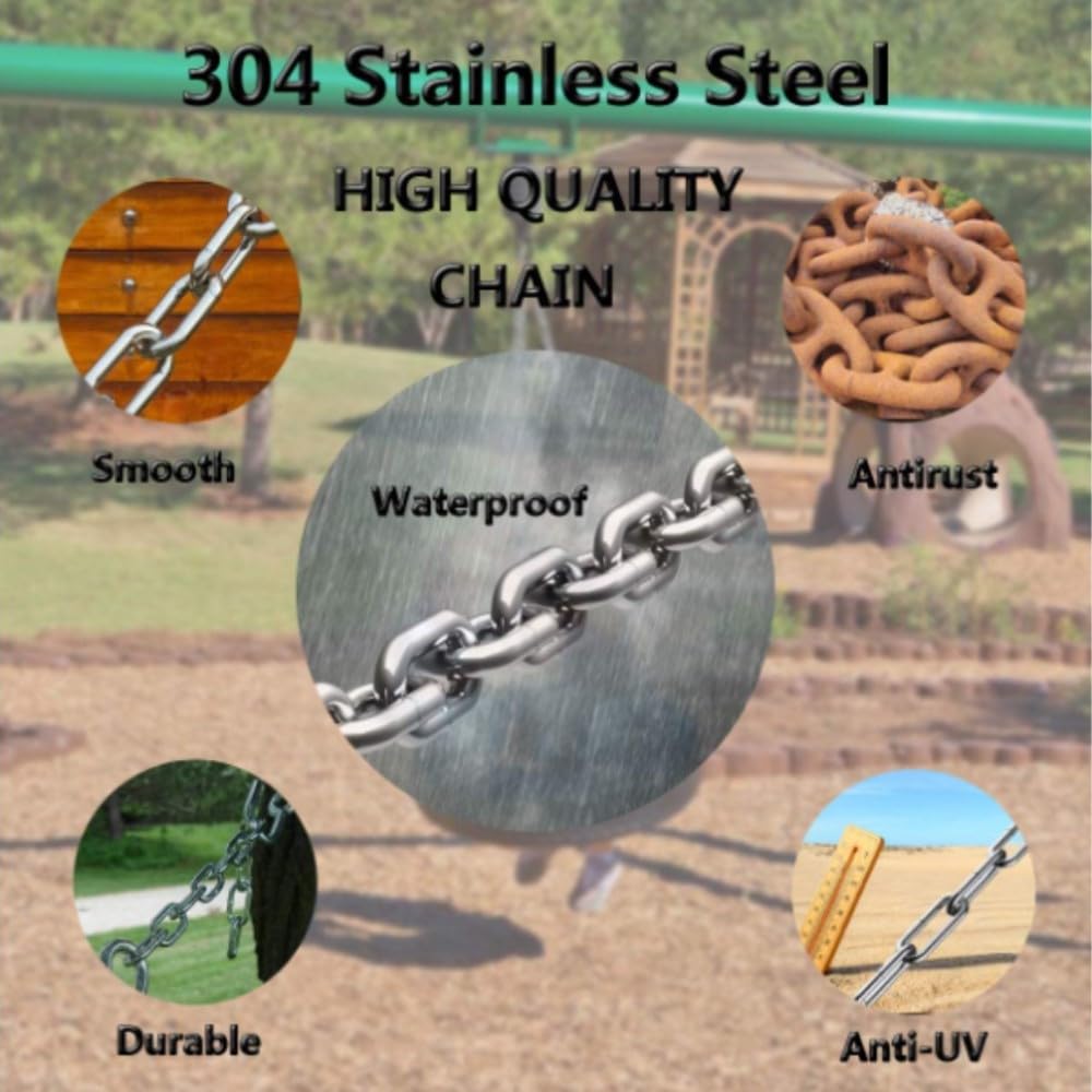 Catena Di Estensione In Acciaio Inox 304 Con 2 Moschettoni, 78 Cm, Portata Max 200 Kg, Per Amache E Sedie Sospese - 3