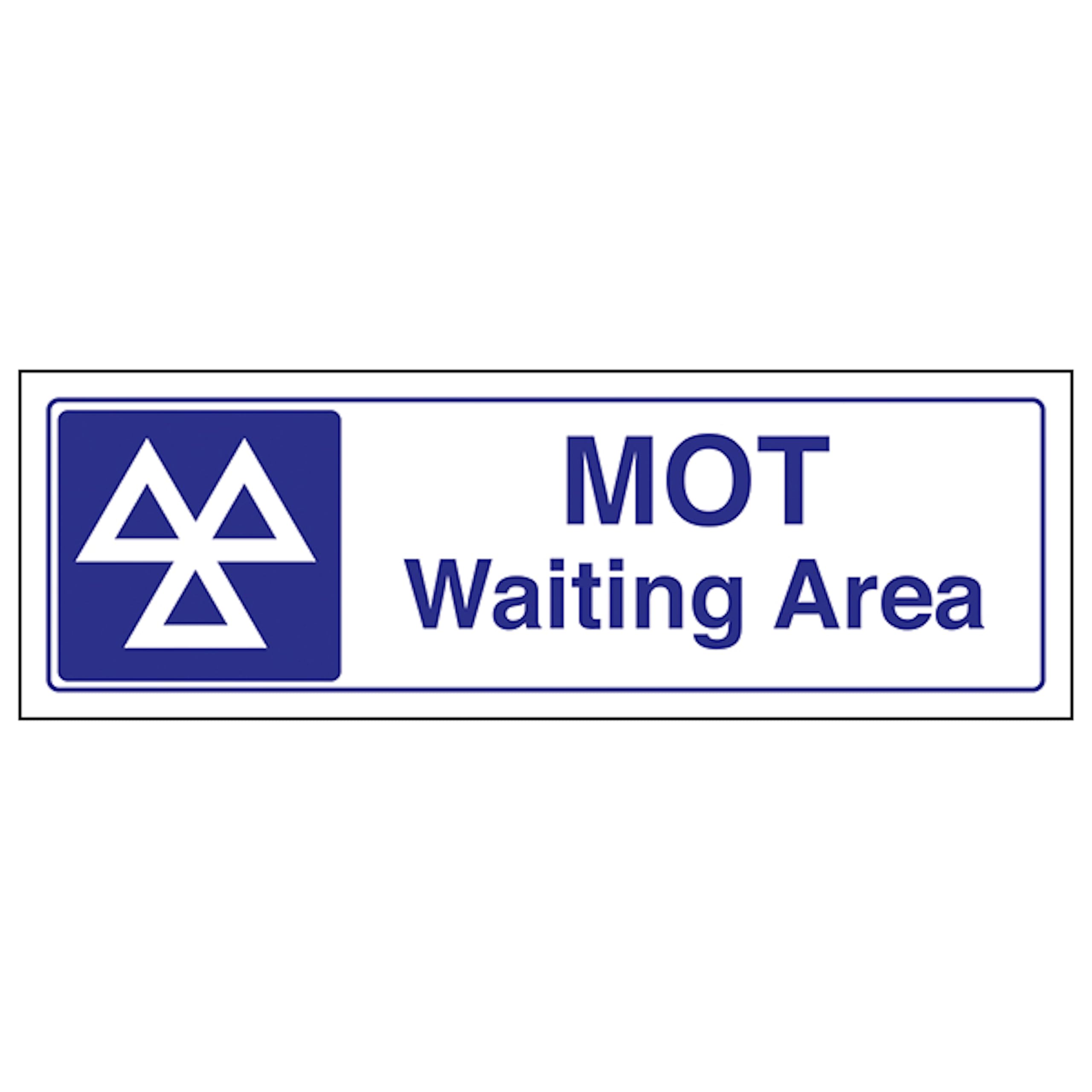 V Safety MOT Waiting Area - Landscape 450 x 150 mm - Glow In The Dark 1mm Rigid Plastic Safety Sign