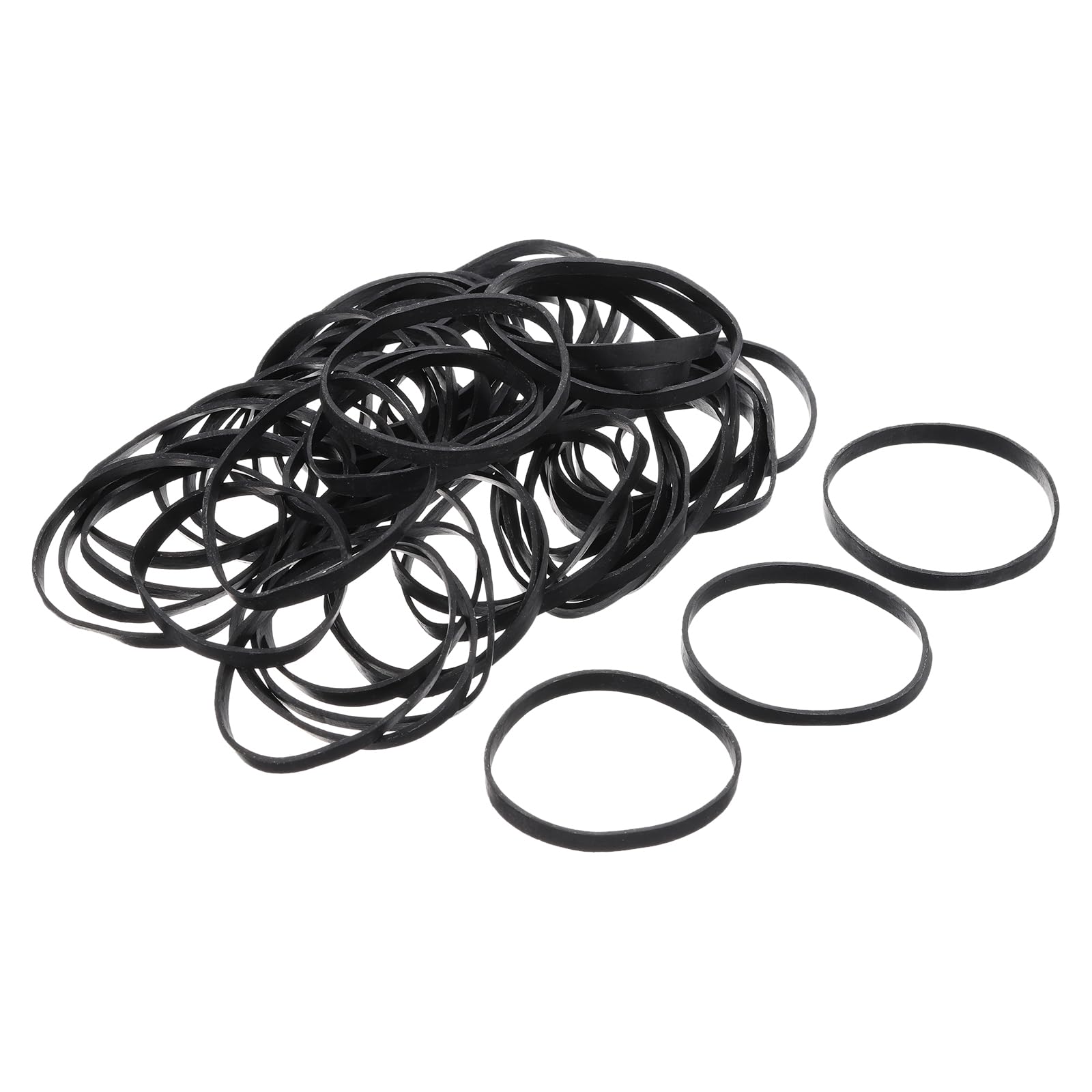 sourcing map 100 Pack Rubber Band Stretchable Rubber Elastic Band Black 50mm x 5mm Hair Rubber Bands for Home Office โ image 1