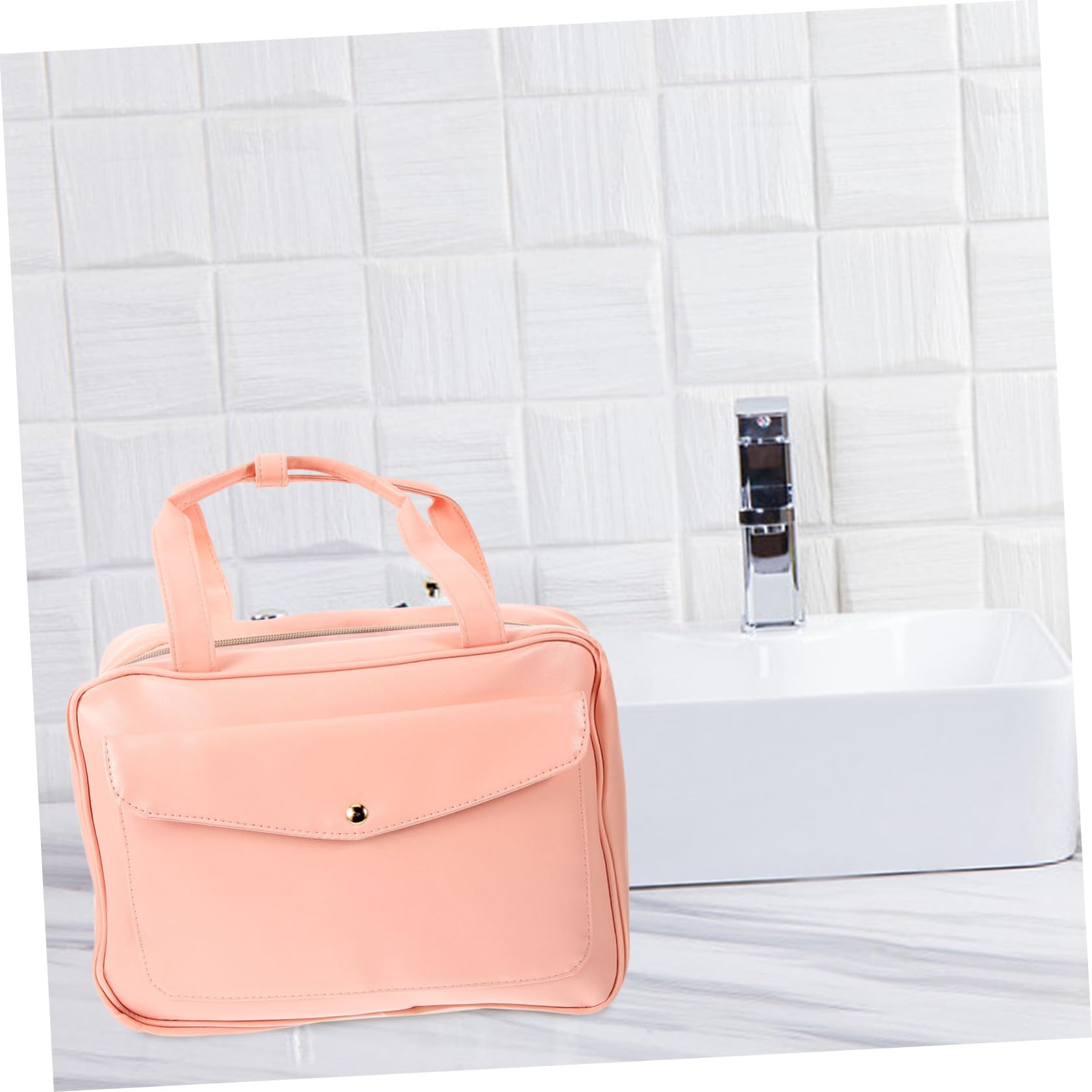 FRCOLOR Damen Kulturbeutel Mittelgroß Pu Leder Reisetasche Mit Aufhängehaken Für Toilettenartikel Und Kosmetik Organizer Reise Kosmetiktasche