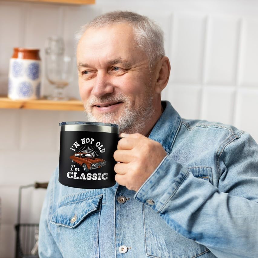 Old Man Gifts for Dad Im Not Old Im Classic Tumbler - Grandpa Christmas Fathers Day Funny Mugs for Men - Gifts for Older Father Papa 60th Birthday Idea Retirement 14oz Stainless Steel Tumbler With Lid - Image 6