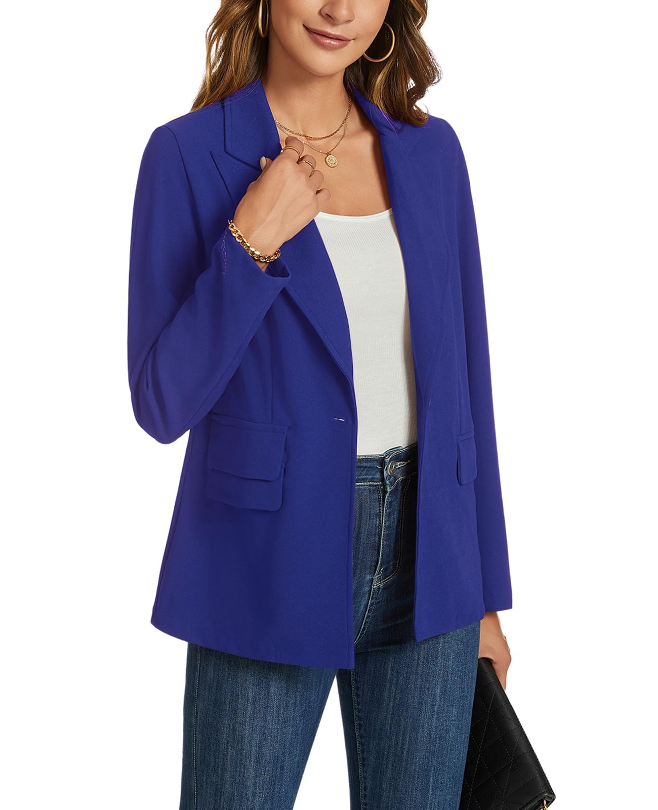 mintlimit Women Blazer Long Sleeve Notched Lapel Blazer Open Front Work Casual Office Blazer Jacket with Pockets-picture-25