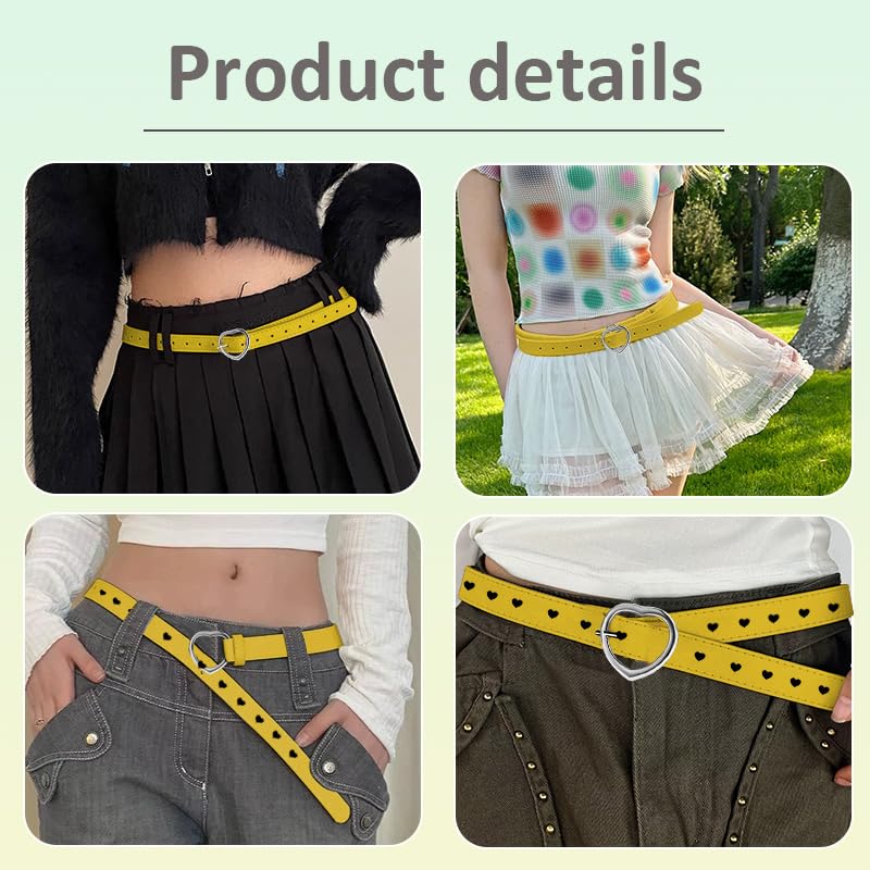 Goth Heart Belt Y2k Grunge Accessories for Women Vintage Heart Buckle Belt for Jeans Pants 2000s Belts for Women Y2k Halloween Party Outfit Womens Vintage Cowgirl Belts Retro Gen Z Fashion2