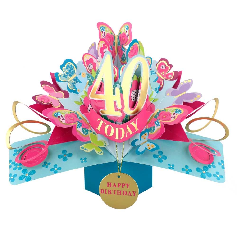 40 Today Happy 40th Birthday Pop-Up Greeting Card Love Kate's Pop Up Cards Her Design POP236MC40 — image 1