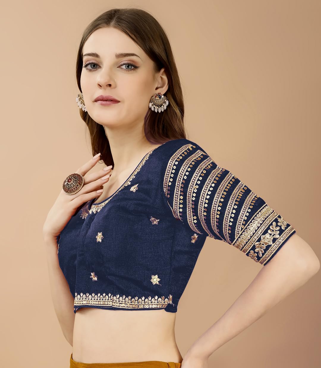Vihu Fashion Damska bluzka gotowa do haftowania wiele kodowania złota nić indyjski etniczny projektant szyte sari bluzka dla kobiet sari Lehenga Choli