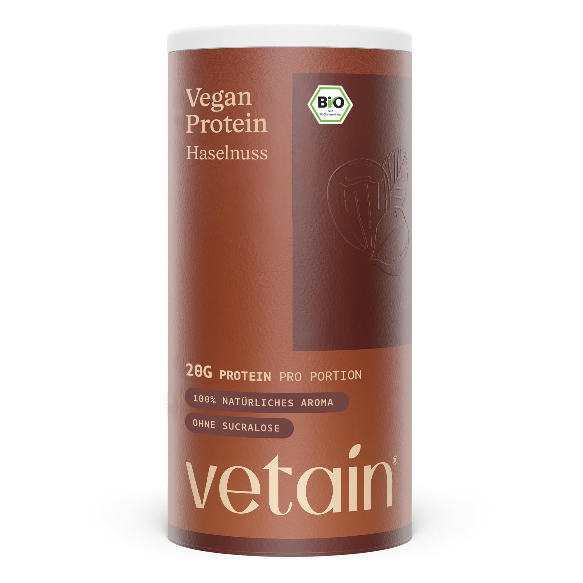 VETAIN Veganes Proteinpulver - 23g Eiweiß - 600g - Ohne Süßungsmittel - Bio Protein Pulver - 5 Proteinquellen fermentiert Erbsen & Reis - Vollständiges EAA & BCAA - Laborgeprüft