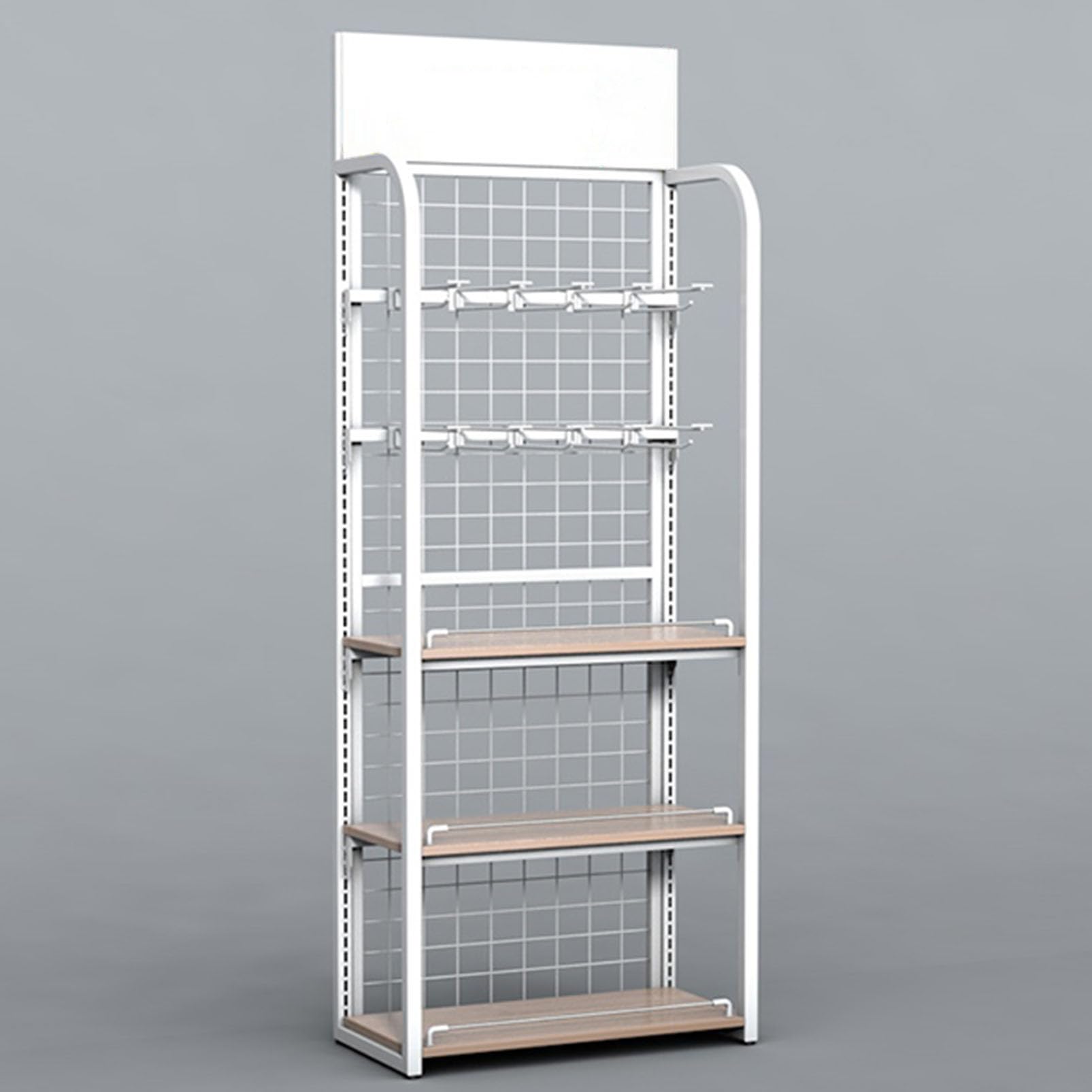Verkaufsregal, Verkaufsständer mit Snack-Organizer, Robustes Regal aus Stahl undStahl und Holz für Bäckereien, Warenträger für Kaffee, Snacks und Kartoffelchips, für Vitrinen/Verkaufsflächen