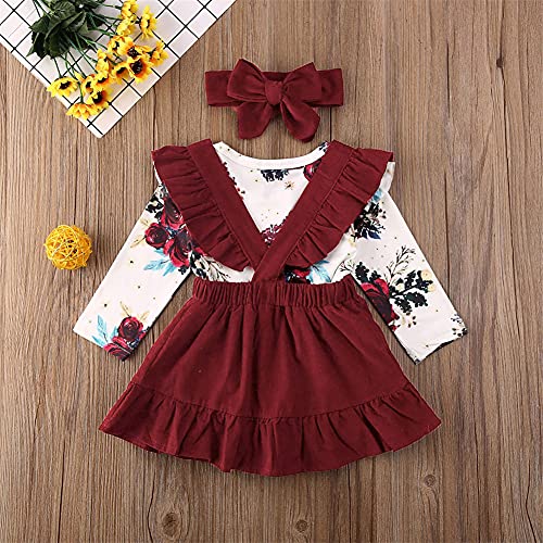 Conjunto Bebê Menina Body Florido Salopete Faixinha de Cabeça ^-^ Tamanho:De 6 a 9 meses