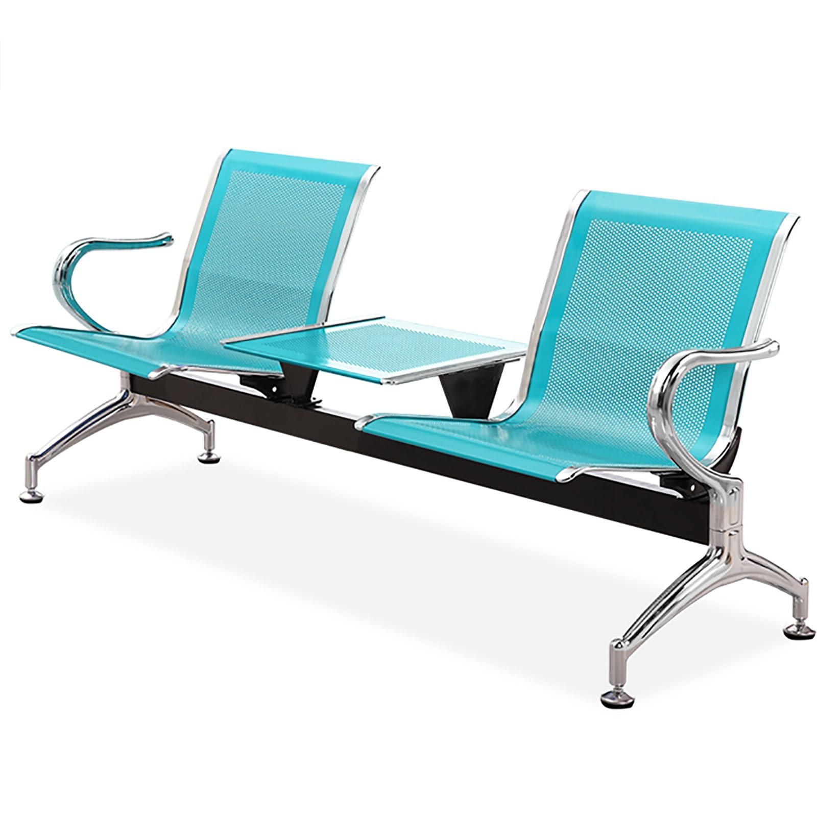 SnamicE 2-Seat Waiting Room Chairs with Table & Arms - Comfortable Airport Reception Bench with Backrest for Lobby Office Bank & - Green Conference Seating,Blue,Green