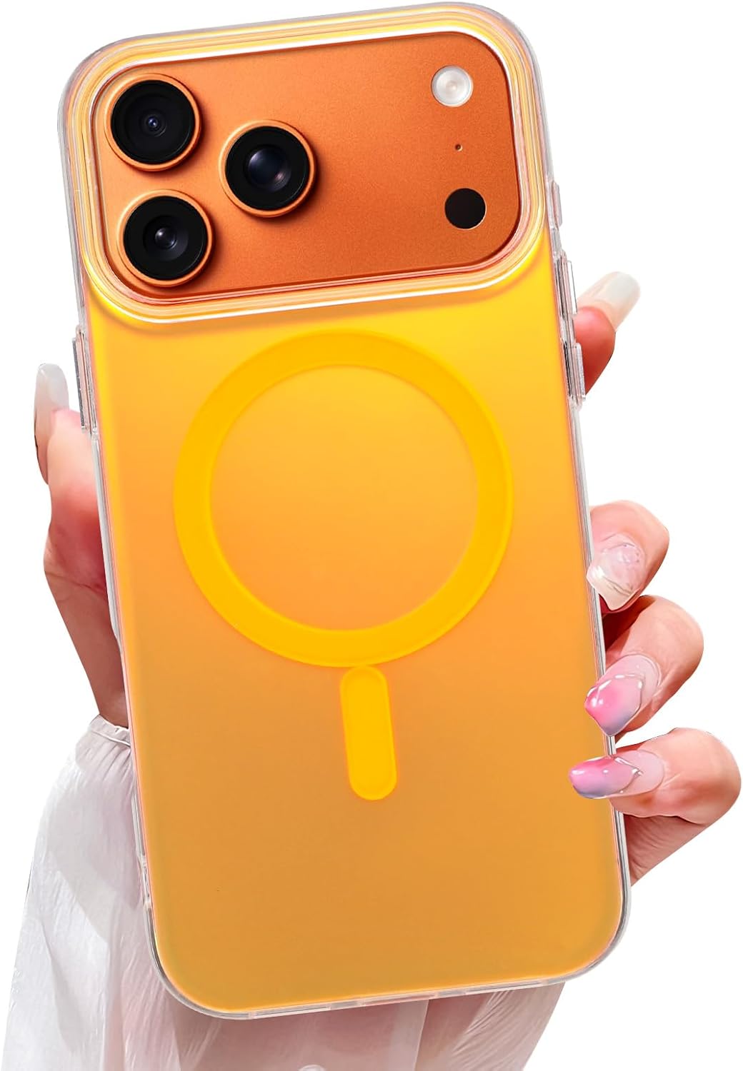 OOK Case for iPhone 17 Pro Max, Color-Shifting Iridescent Glow, Compatible with MagSafe - Fluorescent Glitter Bling Shockproof Cover for Women Girls (Pink)
