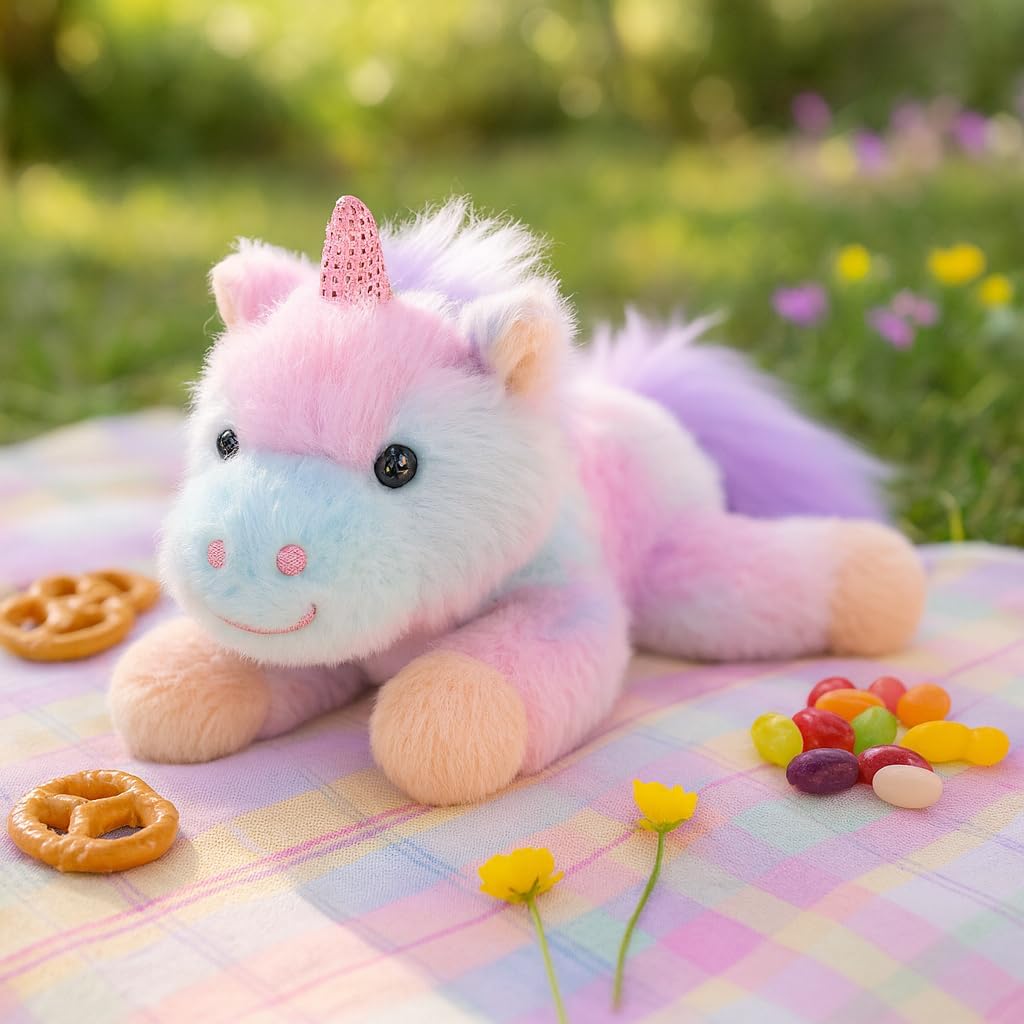 Adorable Unicorn Stuffed Animal Purple Rainbow Unicorn Soft Plush Toy Cute Birthday Gifts for Boys Girls Kids Toddlers