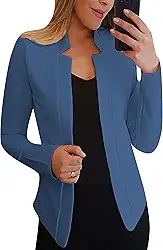 Blazer feminino com frente aberta para trabalho, casual, manga comprida, para escritório, cardigãs curtos