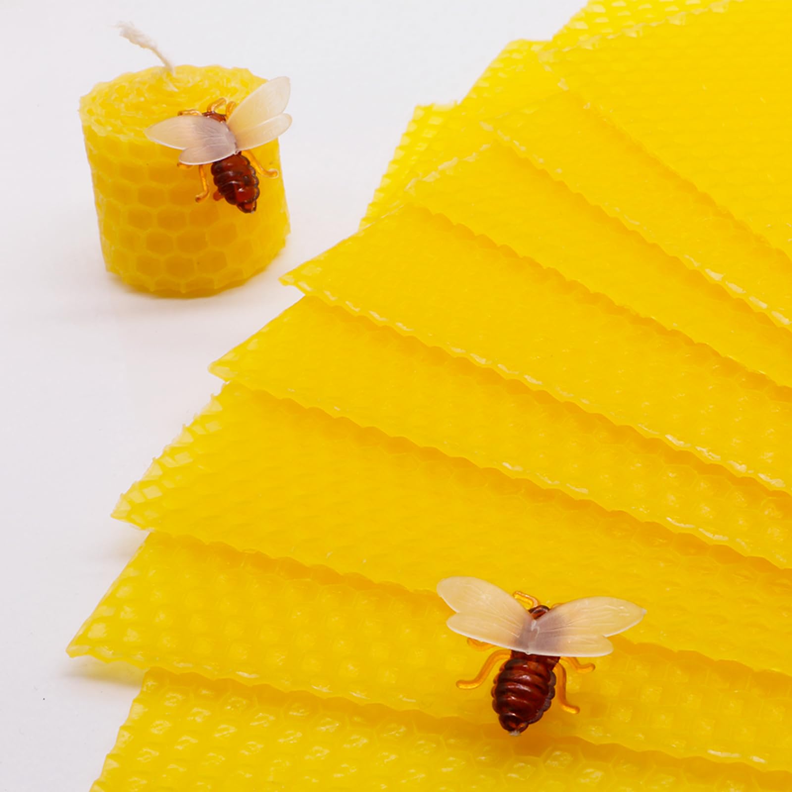 Kit de fabricación de velas de cera de abeja para niños, 12 hojas de cera de abeja de colores amarillos brillantes para hacer velas, kit de rollo de velas de cera de abeja natural para adultos, hojas
