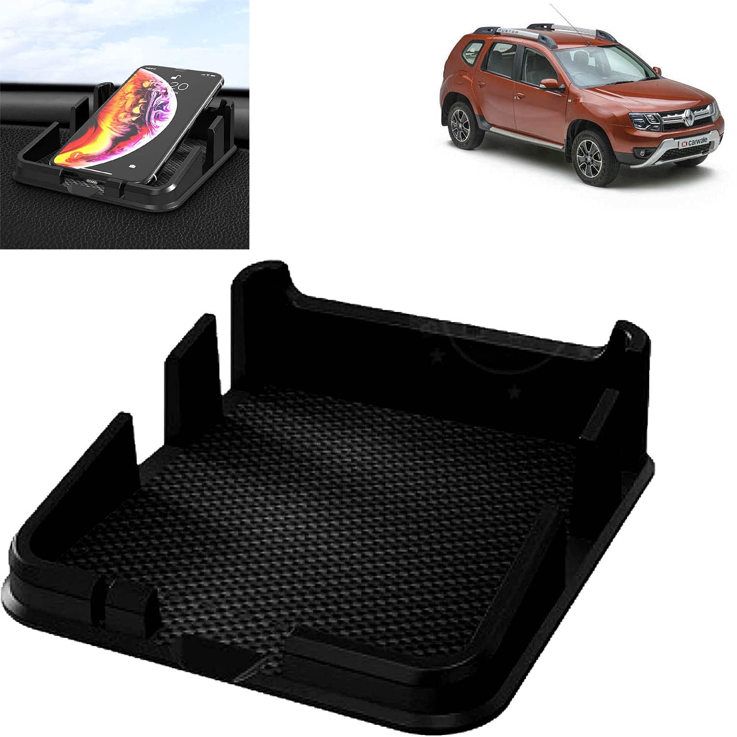 Aksmit 3R-2160 Car Multi-Functional Dashboard Carrying Organizer Storage Mat, Cell Phone Holder for Duster