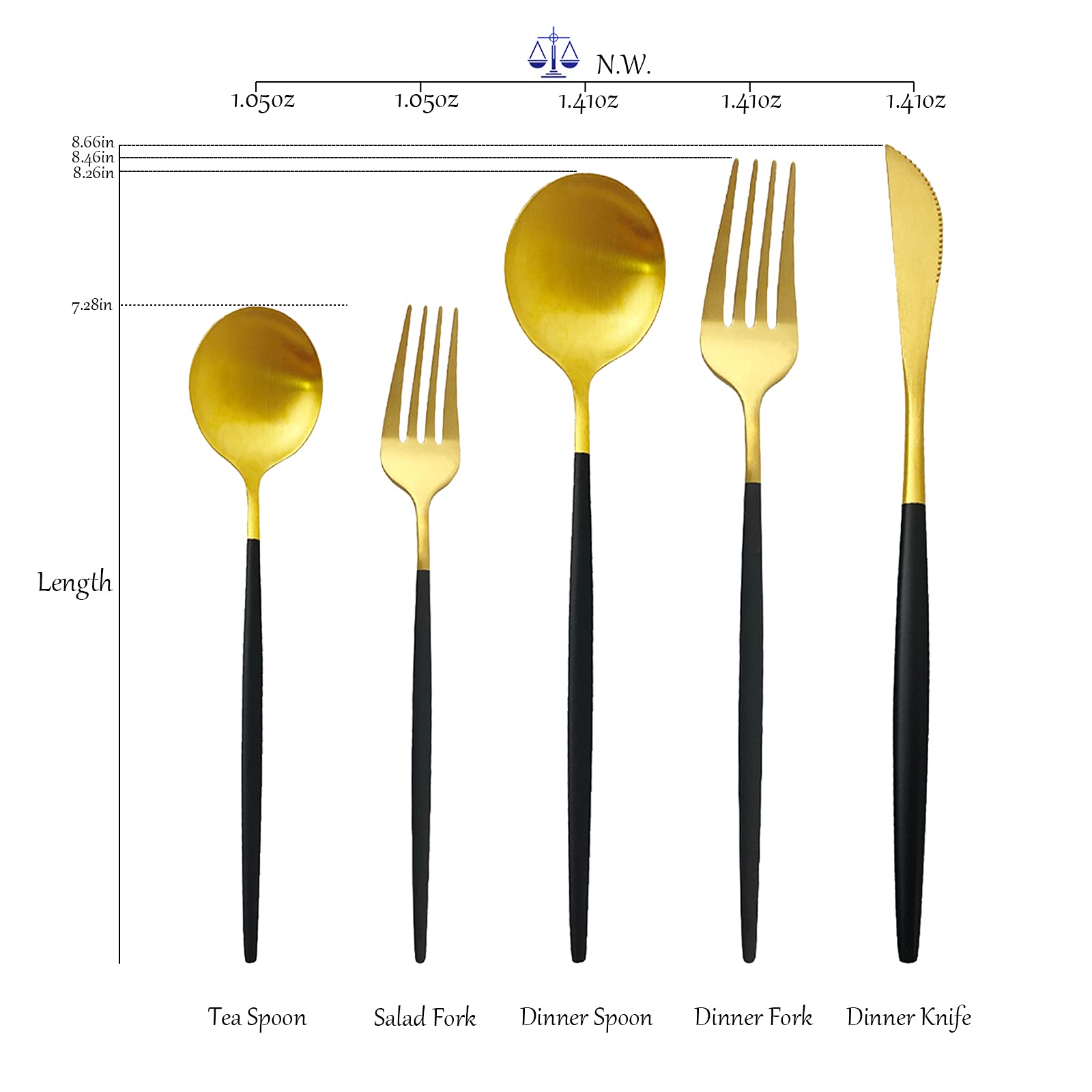 Gold Silverware Set Flatware, 30 Pcs Satin Finish Stainless Steel Flatware Set For 6, Include Fork Spoon Knife, Utensils for Daily Use and Party, Anti Rust, Dishwasher Safe, Black Handle