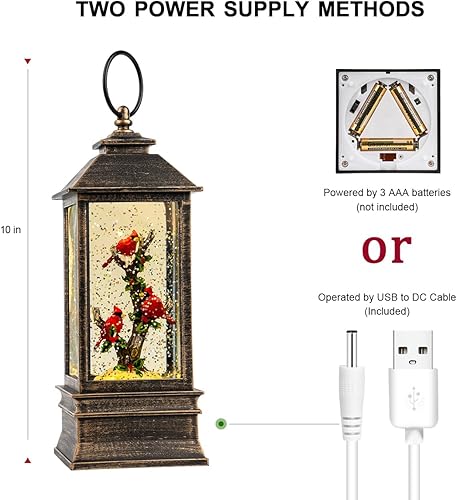 Vista 37 de Linterna de globo de nieve de Navidad, muñeco de nieve brillante con música, forro USB/funciona con pilas, linterna iluminada para decoración