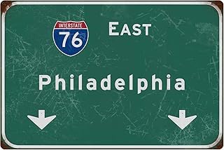 Interstate Metal Sign Interstate 76 East Philadelphia Retro Wall Decor Bar Club Home Airport Man Cave Vintage Wall Hanging 6x17 Inches