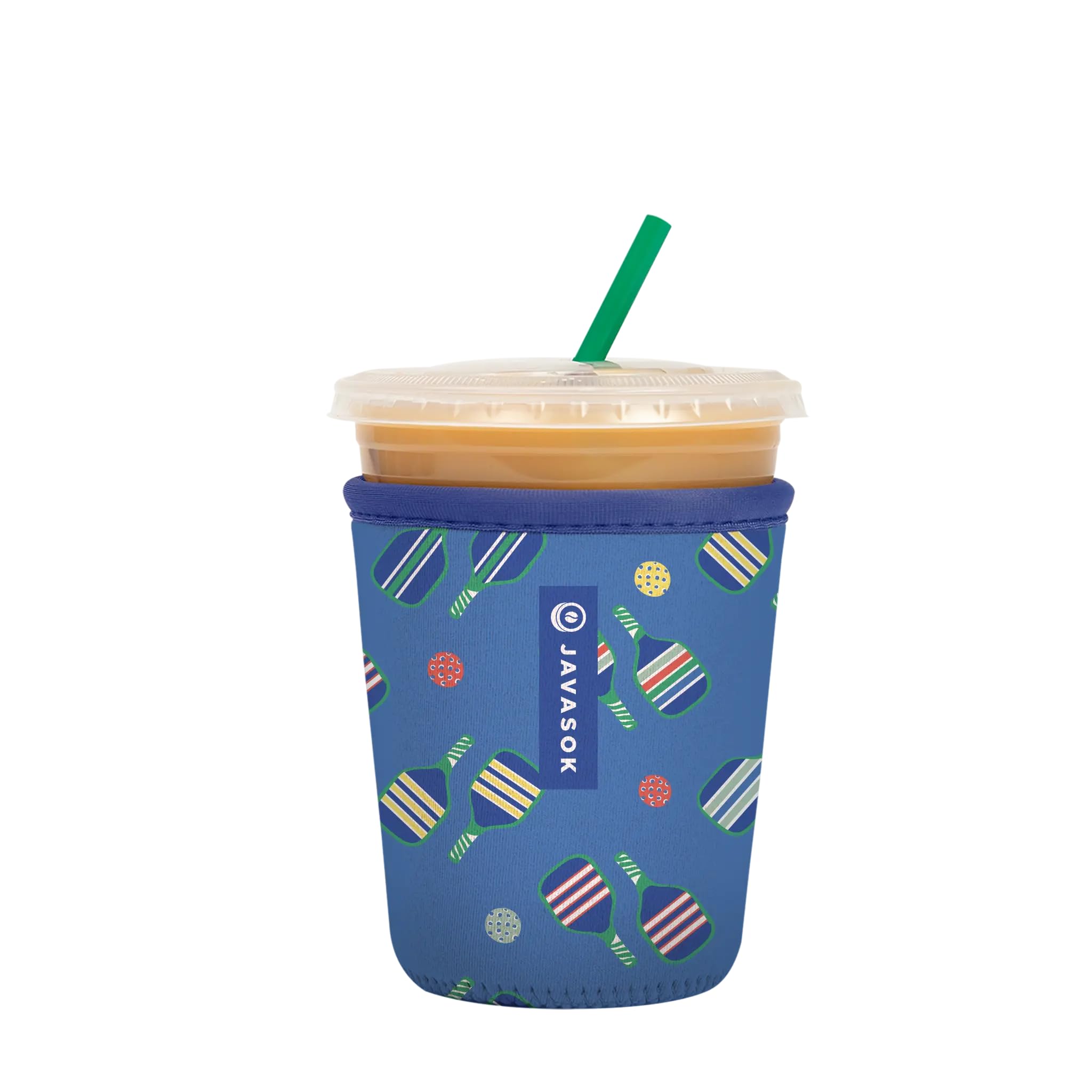Sok It JavaSok Iced Coffee &amp; Cold Soda Insulated Neoprene Cup Sleeve (Pickleball, Small: 16-20oz)
