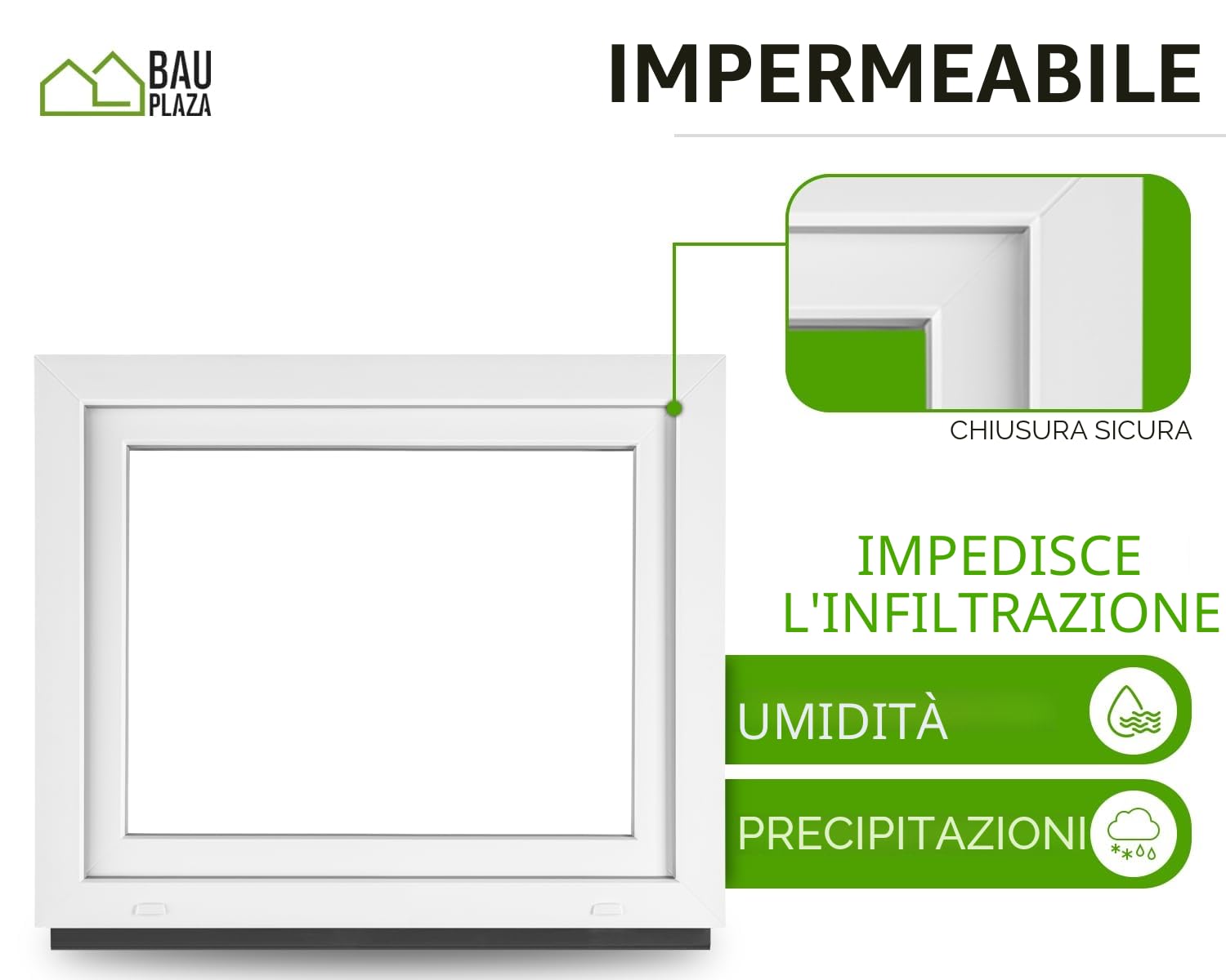 Finestra Serramenti in pvc Bianco - Vetro camera Larghezza x Altezza 50 x 40 cm apertura Destra 500 x 400 mm Funzione Girevole - Ottima scelta