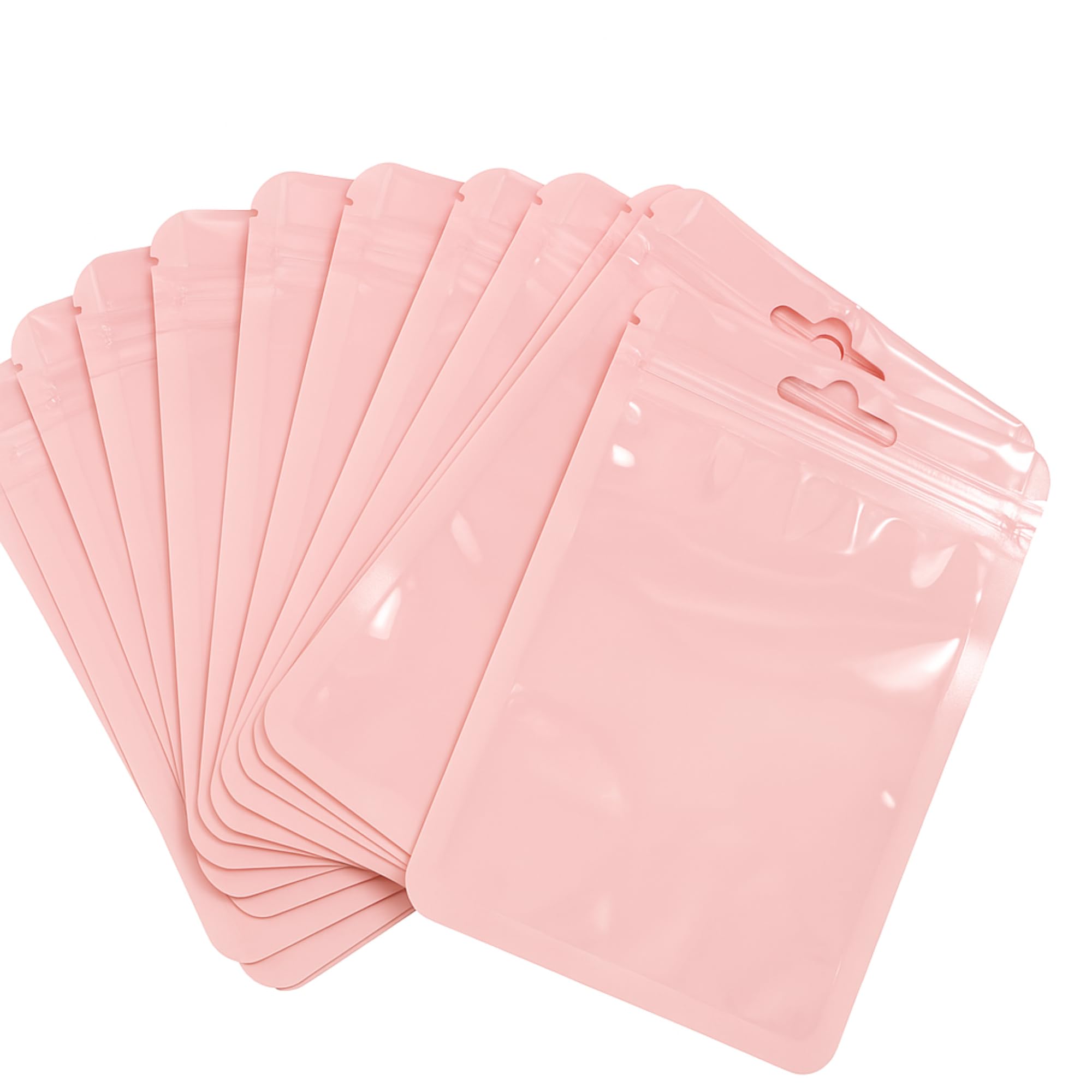 BOGOTA Pack of 25 Reusable Plastic Zip Lock Bag Small Ziplock Bags 9.5x14cm Resealable Matte Pink Ziplock Bag for Jewelry Cosmetics Small Accessories Samples Waterproof Smell-Proof Ziplock Pouch