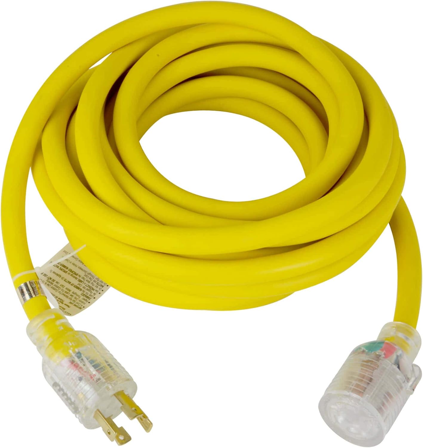 TEMCo 30 ft L14-30 - 30Amp EXTREME Cold Weather Generator Extension Power Cord w/Lighted Plugs SJEOW Insulation Remains Flexible to -58F(-50C) 10 Gauge 4 Prong 125/250V 7500W UL Listed 1 YearWarranty