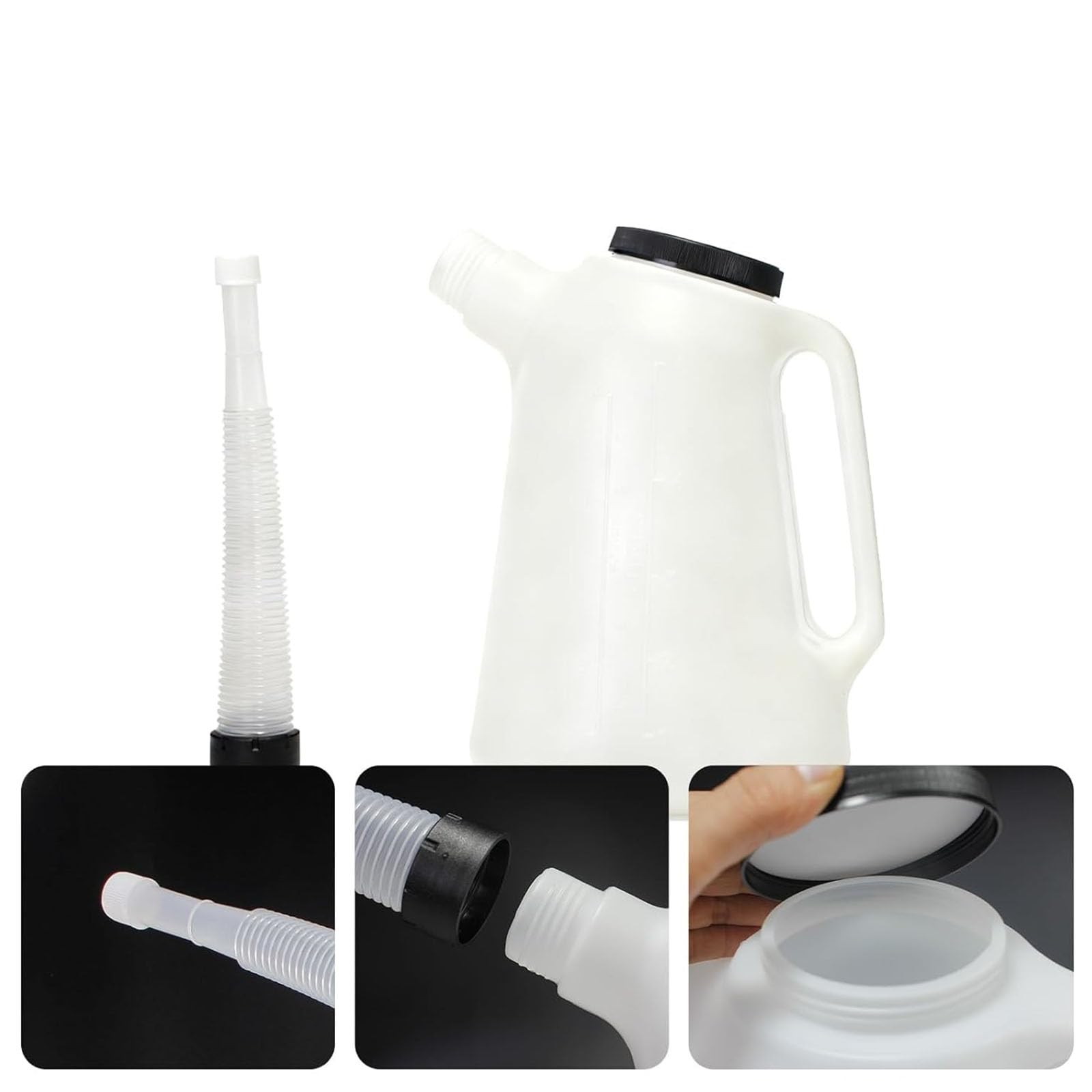 Botella de aceite de 5 litros con caño retráctil y embudo para coche