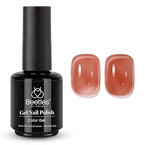beetles Gel Polish Esmalte de uñas de gel de gelatina de 0.5 fl oz, cálido y cómodo, lámpara LED UV, regalo de manicura transparente para niñas