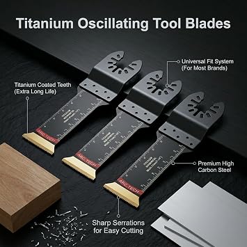 3 Pcs Titanium Oscillating Multitool Blades Extra Long 70mm Saw Blades