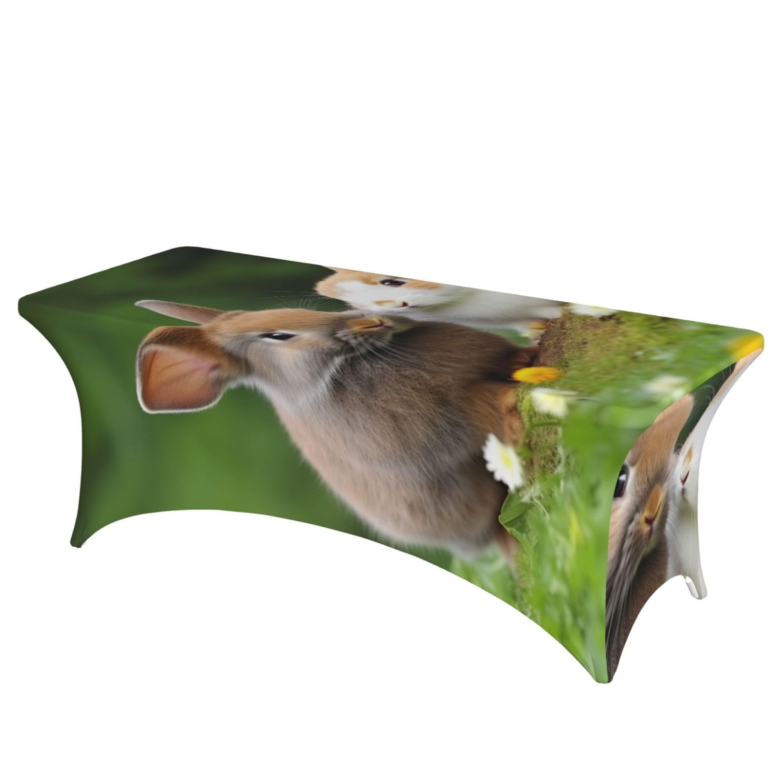 Nappe infroissable lavable lapin pour table de fête 1,8m en spandex