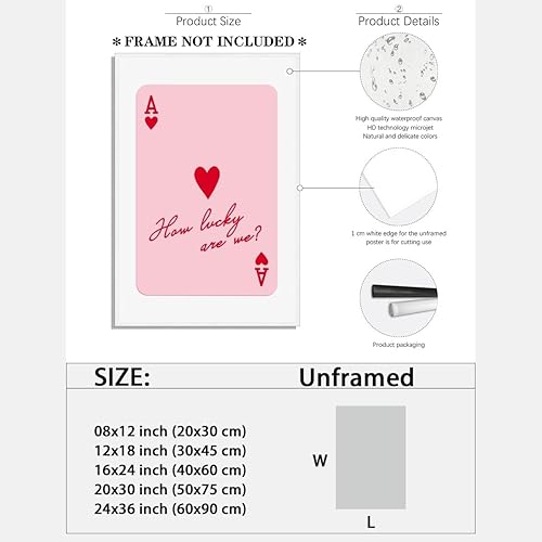 Miniatura 2 de Arte de pared moderno As de corazones, póster con texto en inglés How Lucky Are We, impresiones en lienzo estéticas retro, pósteres de cartas de