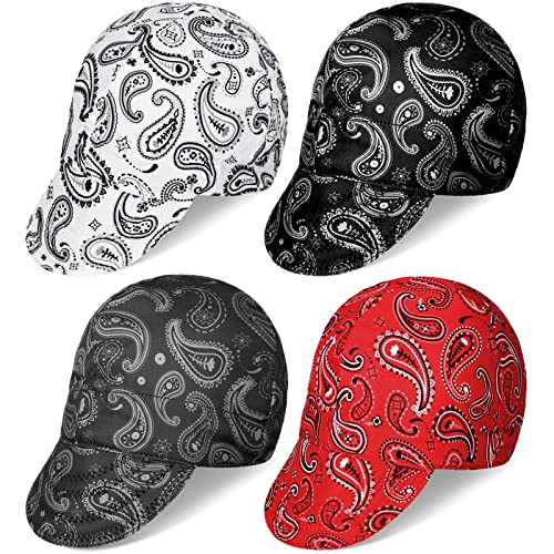 4 Pcs Welding Caps Welding Hats For Men Women Welder's Cap Flame Resistant Welding Helmet Liners Welding Accessories (Brilliant Paisley) #TOP18