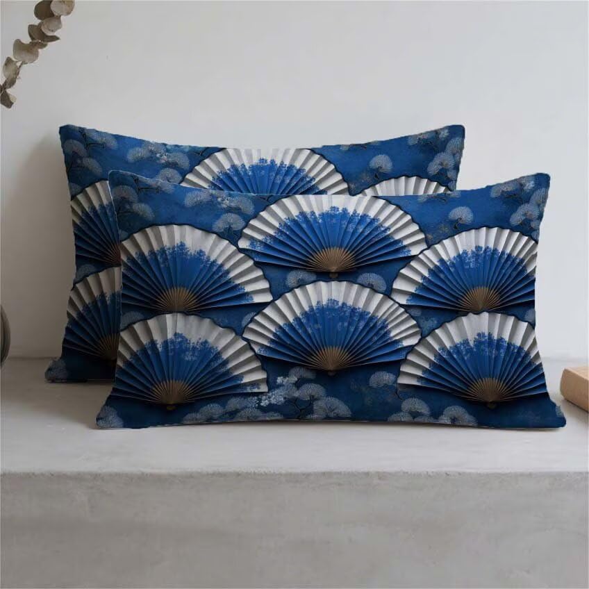 Housse de coussin en lin imperméable bleu marine double face style rétro - 3
