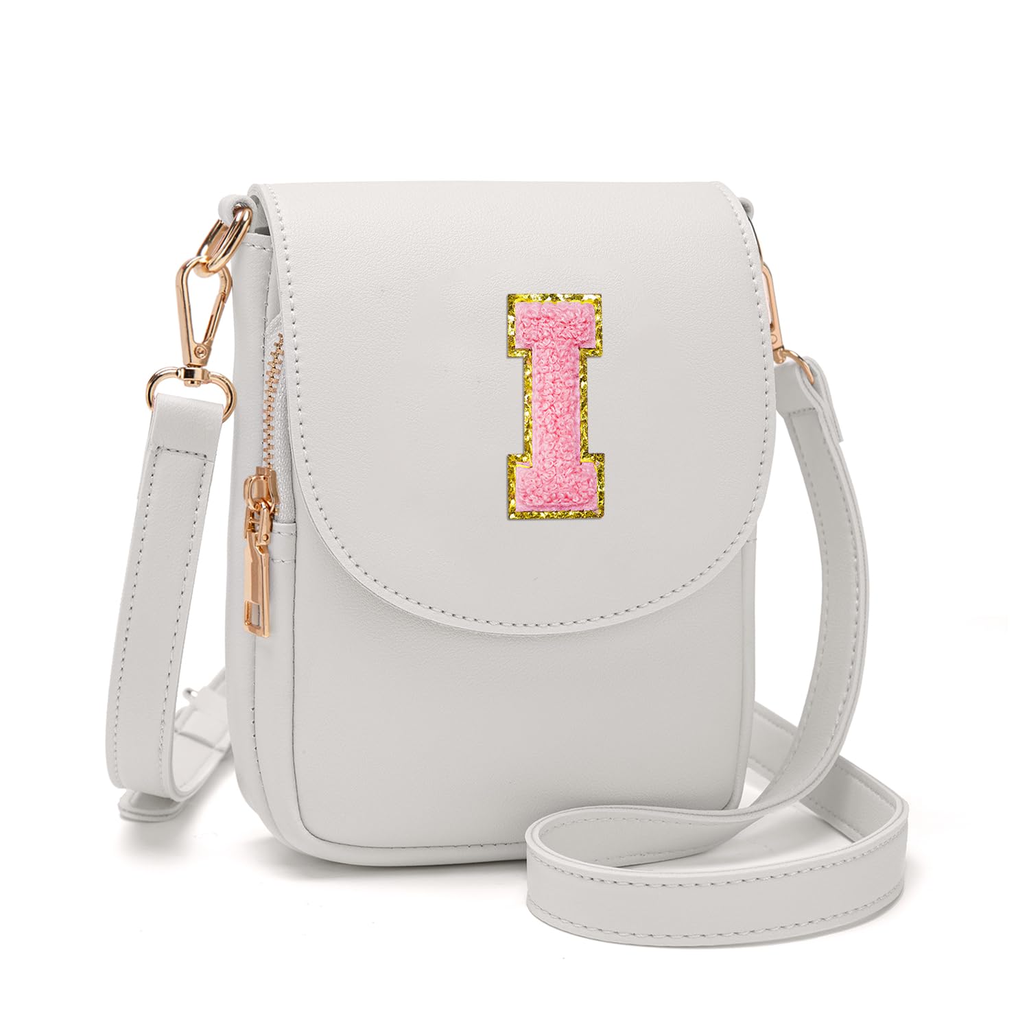 Viverte Crossbody Purse for Teen Girls Small Initial Cell Phone Toddler Purse Leather Triple Compartment Crossbody Bags