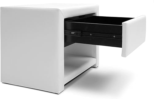 Miniatura 3 de Baxton Studio Massey Mesita de noche moderna tapizada, color blanco