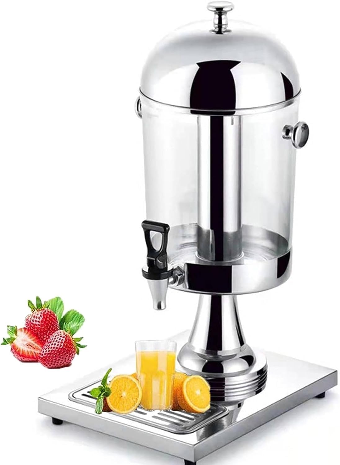MYUYEE Drink Dispensers For Parties, Stainless Steel Juice Dispenser, Heavy Duty Cold Commercial Beverage Dispenser, For Parties Weddings Buffet Catering (Silver 8L)