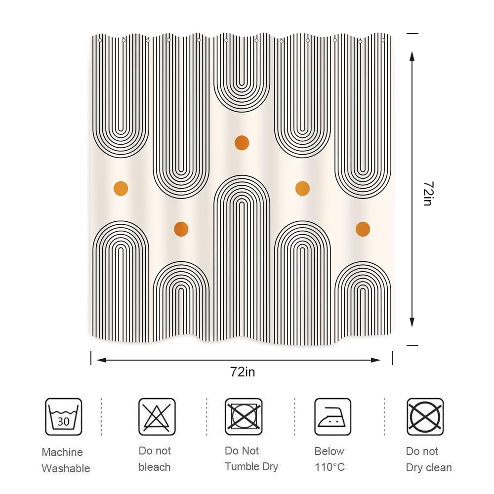Boho Duschvorhang – Geometrisches Palmblatt-Design, Extra Lang, Wasserdicht – 183 X 213 Cm