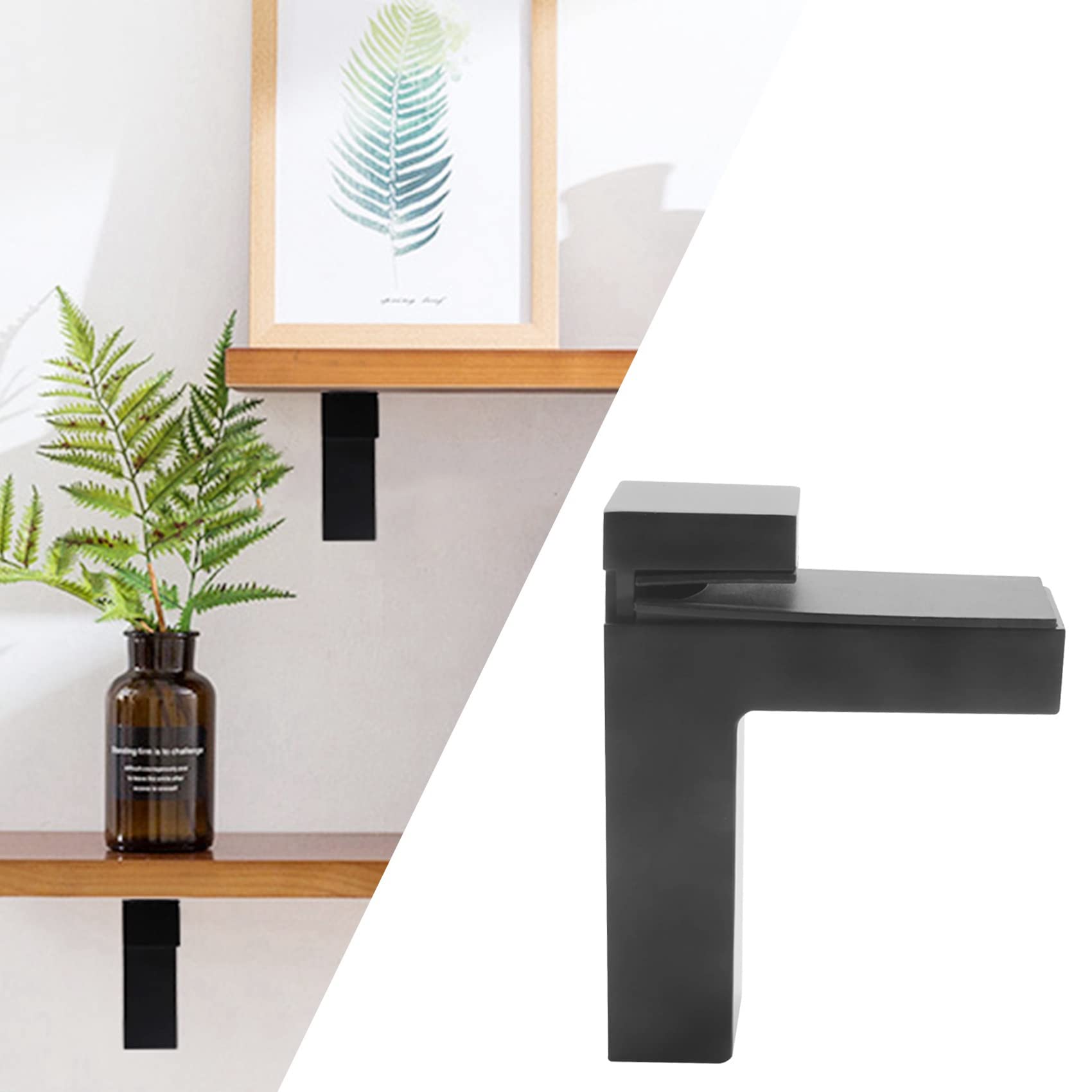 10 Piezas Soporte de Estante de Madera/Vidrio Ajustable Soporte de Pared de Montaje Pesado Soporte Flotante para Estantes Gruesos de 3-28 mm, Negro