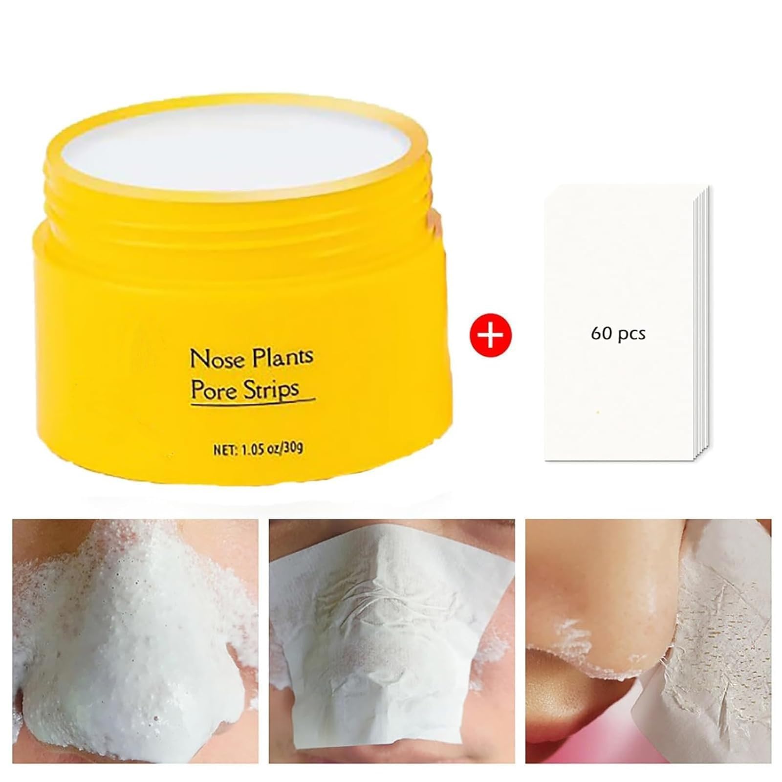 Luelle Pore Strips - Luelle Nose Pore Strips,Luelle Blackhead Remover,Deep Cleansing Pore Strips,Blackhead Mask with 60 PCS Strips,Nose Plants Pore Cleanser Purifying Face Mask for Nose & Face (1Pcs)